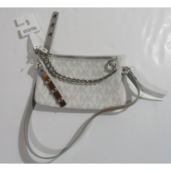 Michael Kors Signature Logo Fanny Pack Belt Bag Wallet Grey Size Large NWT - Picture 2 of 6